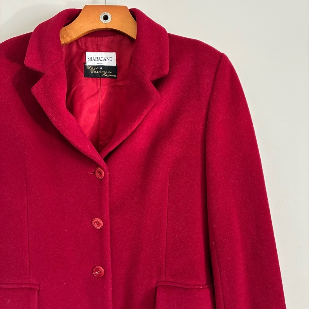 Red Wool Long Pea Coat Euro Winter Timeless Warm Coat Parisian Smart Casual